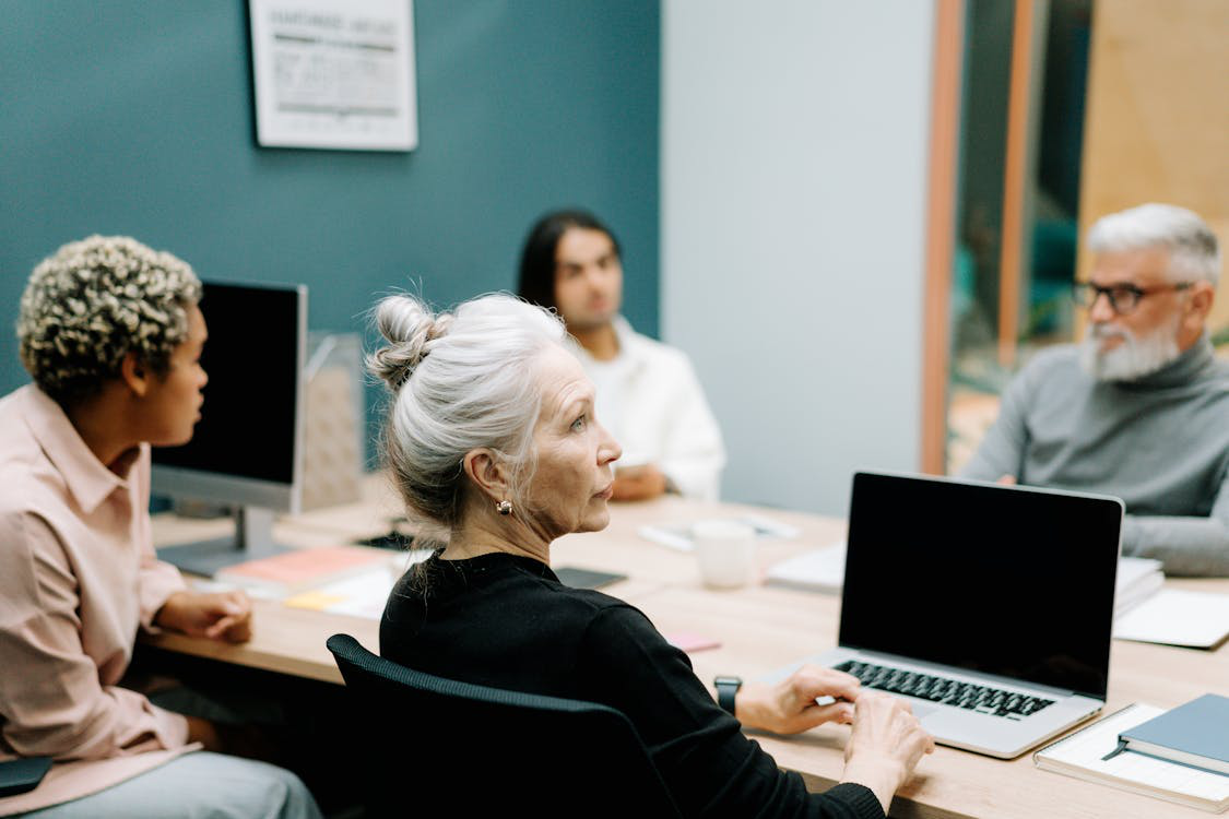 A group of company’s executives in a meeting